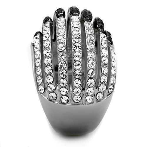MATK1686 - Two-Tone IP Black Stainless Steel Ring with Top Grade Crystal  in Jet