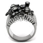 MATK1687 - Two-Tone IP Black Stainless Steel Ring with Top Grade Crystal  in Black Diamond