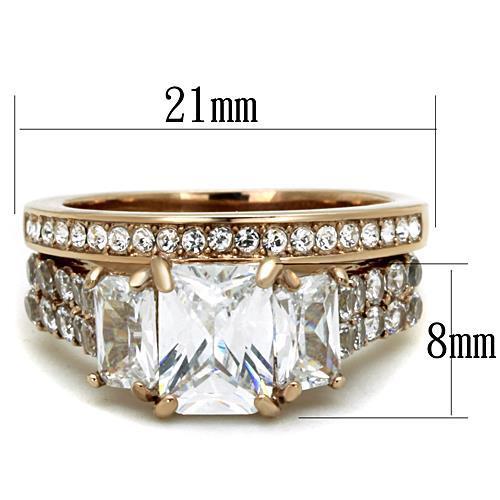 MATK1690 - IP Rose Gold(Ion Plating) Stainless Steel Ring with AAA Grade CZ  in Clear