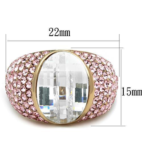 MATK1692 - IP Rose Gold(Ion Plating) Stainless Steel Ring with AAA Grade CZ  in Clear