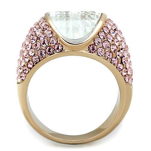 MATK1692 - IP Rose Gold(Ion Plating) Stainless Steel Ring with AAA Grade CZ  in Clear