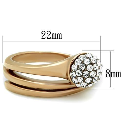 MATK1693 - IP Rose Gold(Ion Plating) Stainless Steel Ring with Top Grade Crystal  in Clear