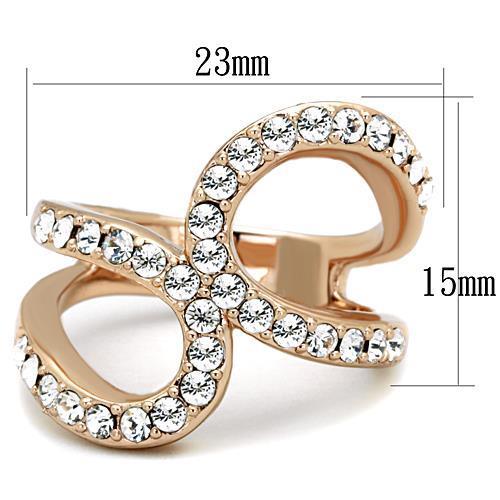 MATK1695 - IP Rose Gold(Ion Plating) Stainless Steel Ring with Top Grade Crystal  in Clear