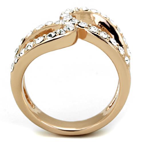 MATK1695 - IP Rose Gold(Ion Plating) Stainless Steel Ring with Top Grade Crystal  in Clear