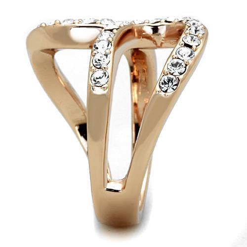 MATK1695 - IP Rose Gold(Ion Plating) Stainless Steel Ring with Top Grade Crystal  in Clear