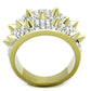MATK1697 - Two-Tone IP Gold (Ion Plating) Stainless Steel Ring with Top Grade Crystal  in Clear