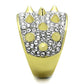 MATK1697 - Two-Tone IP Gold (Ion Plating) Stainless Steel Ring with Top Grade Crystal  in Clear