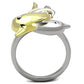 MATK1698 - Two-Tone IP Gold (Ion Plating) Stainless Steel Ring with Top Grade Crystal  in Clear