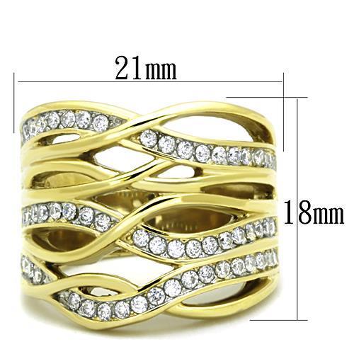 MATK1699 - Two-Tone IP Gold (Ion Plating) Stainless Steel Ring with AAA Grade CZ  in Clear