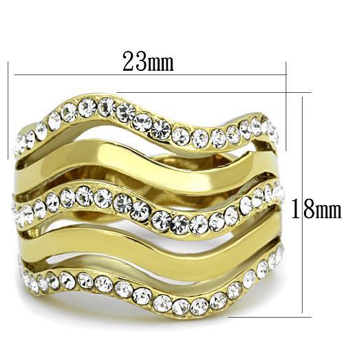 MATK1700 - IP Gold(Ion Plating) Stainless Steel Ring with Top Grade Crystal  in Clear