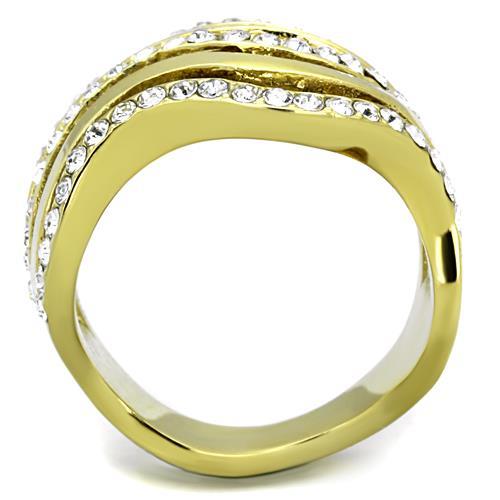 MATK1700 - IP Gold(Ion Plating) Stainless Steel Ring with Top Grade Crystal  in Clear