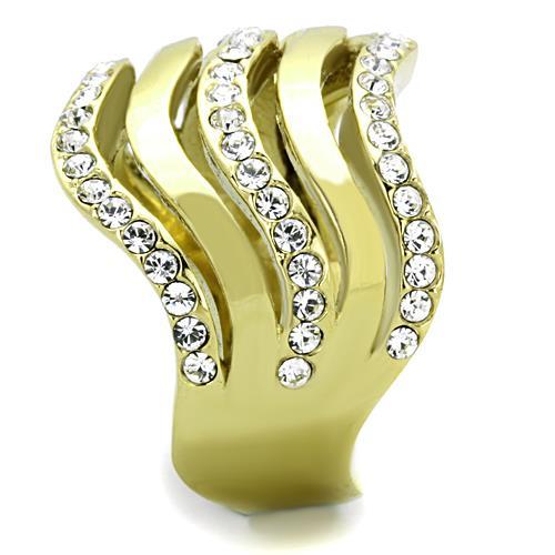 MATK1700 - IP Gold(Ion Plating) Stainless Steel Ring with Top Grade Crystal  in Clear