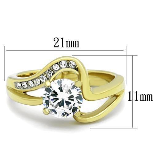 MATK1702 - Two-Tone IP Gold (Ion Plating) Stainless Steel Ring with AAA Grade CZ  in Clear