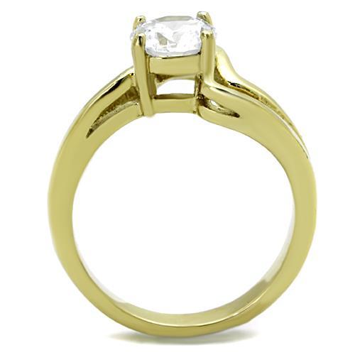 MATK1702 - Two-Tone IP Gold (Ion Plating) Stainless Steel Ring with AAA Grade CZ  in Clear