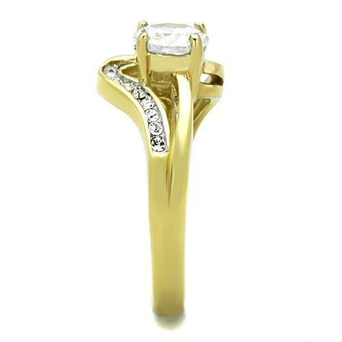 MATK1702 - Two-Tone IP Gold (Ion Plating) Stainless Steel Ring with AAA Grade CZ  in Clear