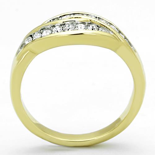 MATK1704 - Two-Tone IP Gold (Ion Plating) Stainless Steel Ring with Top Grade Crystal  in Clear