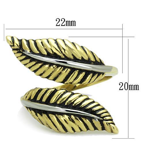 MATK1707 - Two-Tone IP Gold (Ion Plating) Stainless Steel Ring with Epoxy  in Jet