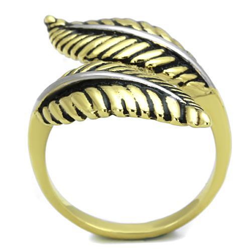 MATK1707 - Two-Tone IP Gold (Ion Plating) Stainless Steel Ring with Epoxy  in Jet