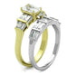 MATK1708 - Two-Tone IP Gold (Ion Plating) Stainless Steel Ring with AAA Grade CZ  in Clear