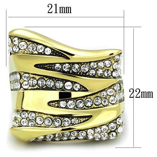 MATK1709 - IP Gold(Ion Plating) Stainless Steel Ring with Top Grade Crystal  in Clear