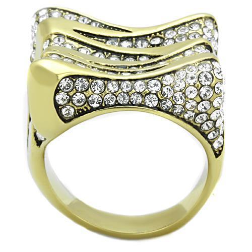 MATK1709 - IP Gold(Ion Plating) Stainless Steel Ring with Top Grade Crystal  in Clear