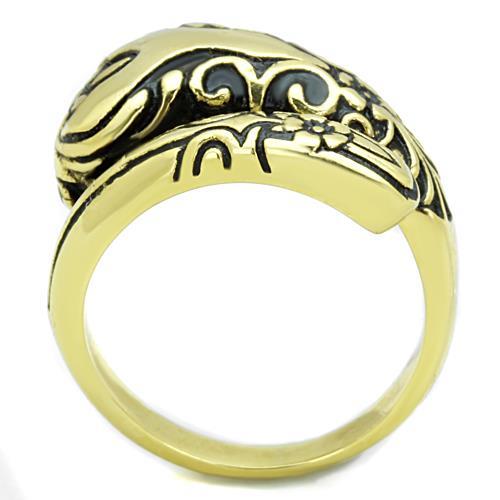 MATK1713 - IP Gold(Ion Plating) Stainless Steel Ring with Epoxy  in Jet