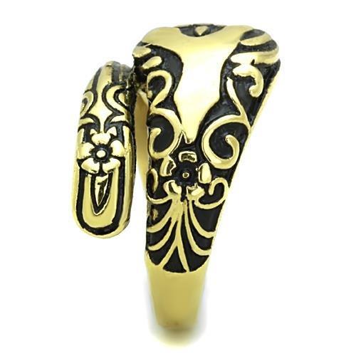 MATK1713 - IP Gold(Ion Plating) Stainless Steel Ring with Epoxy  in Jet