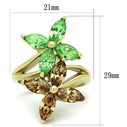 MATK1715 - IP Gold(Ion Plating) Stainless Steel Ring with Top Grade Crystal  in Multi Color