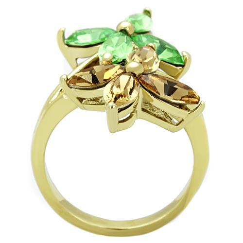 MATK1715 - IP Gold(Ion Plating) Stainless Steel Ring with Top Grade Crystal  in Multi Color