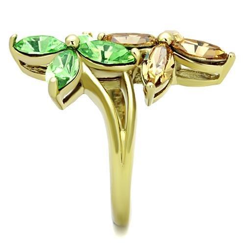 MATK1715 - IP Gold(Ion Plating) Stainless Steel Ring with Top Grade Crystal  in Multi Color