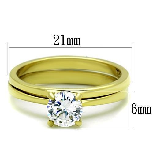 MATK1721 - IP Gold(Ion Plating) Stainless Steel Ring with AAA Grade CZ  in Clear