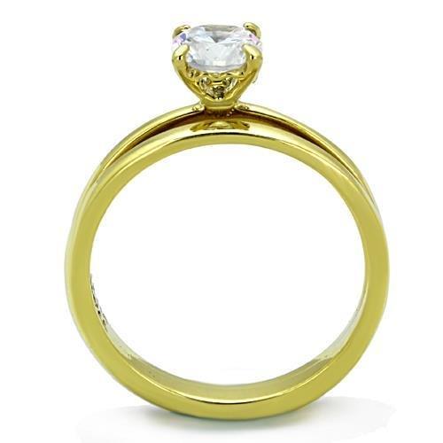 MATK1721 - IP Gold(Ion Plating) Stainless Steel Ring with AAA Grade CZ  in Clear