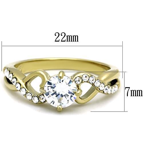 MATK1722 - IP Gold(Ion Plating) Stainless Steel Ring with AAA Grade CZ  in Clear
