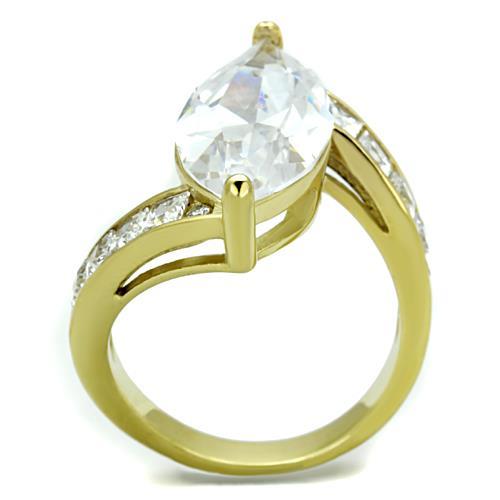 MATK1723 - IP Gold(Ion Plating) Stainless Steel Ring with AAA Grade CZ  in Clear