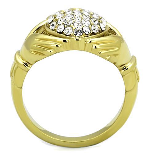 MATK1724 - IP Gold(Ion Plating) Stainless Steel Ring with Top Grade Crystal  in Clear