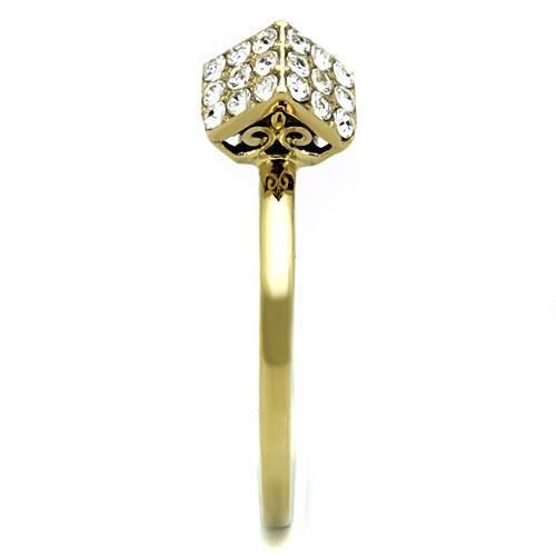 MATK1725 - IP Gold(Ion Plating) Stainless Steel Ring with Top Grade Crystal  in Clear