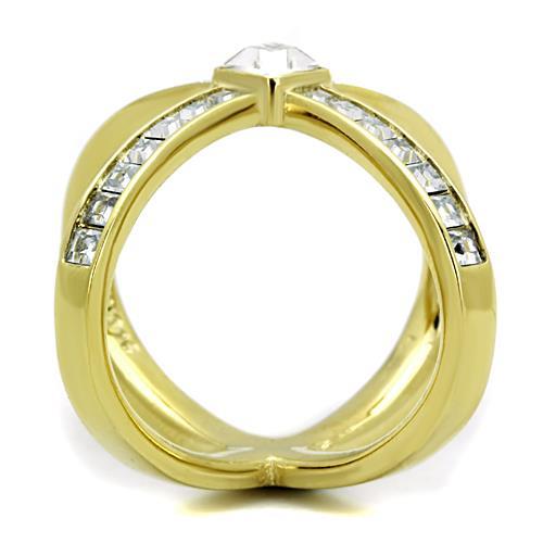 MATK1726 - IP Gold(Ion Plating) Stainless Steel Ring with Top Grade Crystal  in Clear