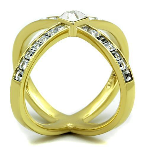MATK1726 - IP Gold(Ion Plating) Stainless Steel Ring with Top Grade Crystal  in Clear