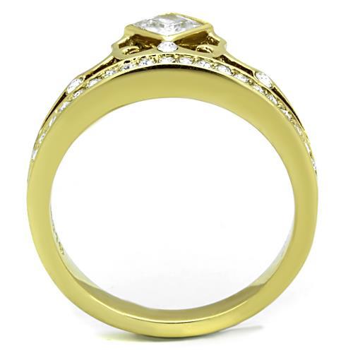 MATK1727 - IP Gold(Ion Plating) Stainless Steel Ring with AAA Grade CZ  in Clear