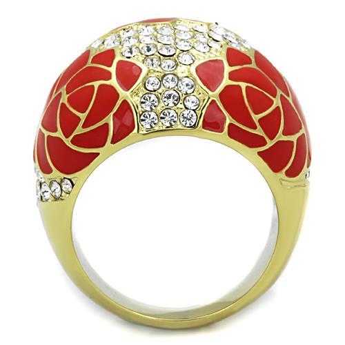 MATK1728 - IP Gold(Ion Plating) Stainless Steel Ring with Top Grade Crystal  in Clear