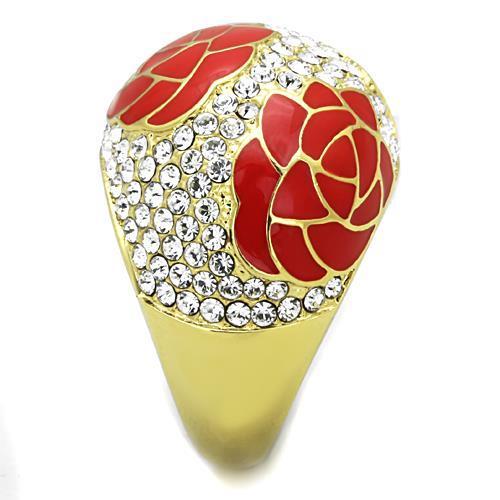 MATK1728 - IP Gold(Ion Plating) Stainless Steel Ring with Top Grade Crystal  in Clear