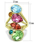 MATK1729 - IP Gold(Ion Plating) Stainless Steel Ring with Top Grade Crystal  in Multi Color