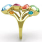 MATK1729 - IP Gold(Ion Plating) Stainless Steel Ring with Top Grade Crystal  in Multi Color