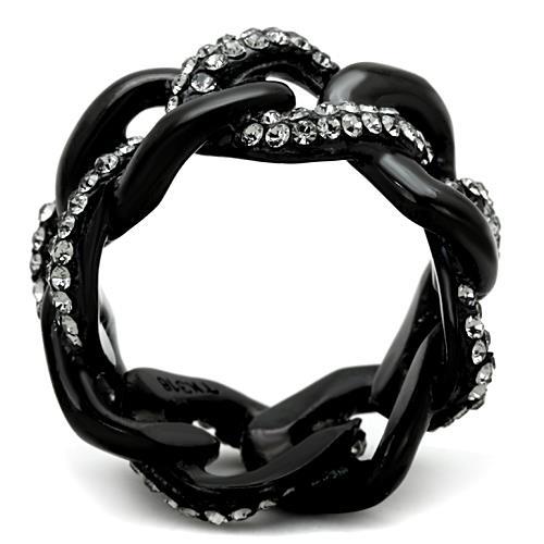MATK1731 - IP Black(Ion Plating) Stainless Steel Ring with Top Grade Crystal  in Black Diamond