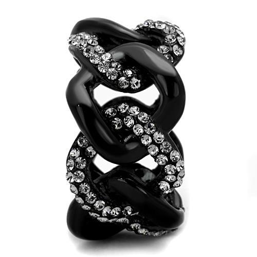 MATK1731 - IP Black(Ion Plating) Stainless Steel Ring with Top Grade Crystal  in Black Diamond