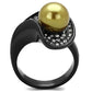 MATK1732 - IP Black(Ion Plating) Stainless Steel Ring with Synthetic Pearl in Champagne