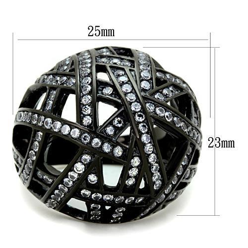 MATK1734 - IP Black(Ion Plating) Stainless Steel Ring with AAA Grade CZ  in Clear
