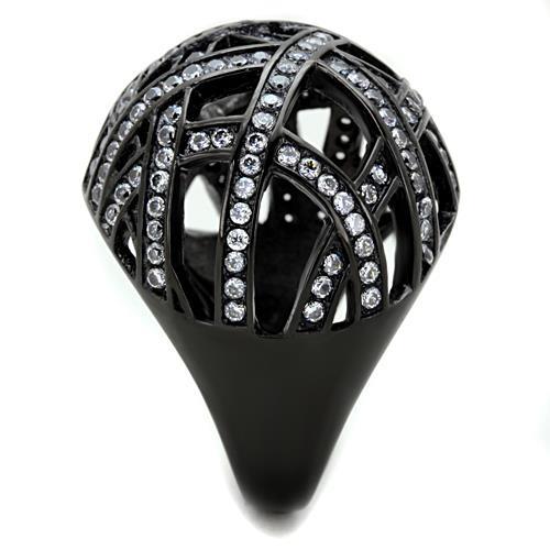 MATK1734 - IP Black(Ion Plating) Stainless Steel Ring with AAA Grade CZ  in Clear