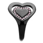 MATK1737 - IP Black(Ion Plating) Stainless Steel Ring with Top Grade Crystal  in Light Rose