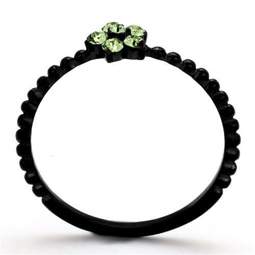 MATK1739 - IP Black(Ion Plating) Stainless Steel Ring with Top Grade Crystal  in Peridot